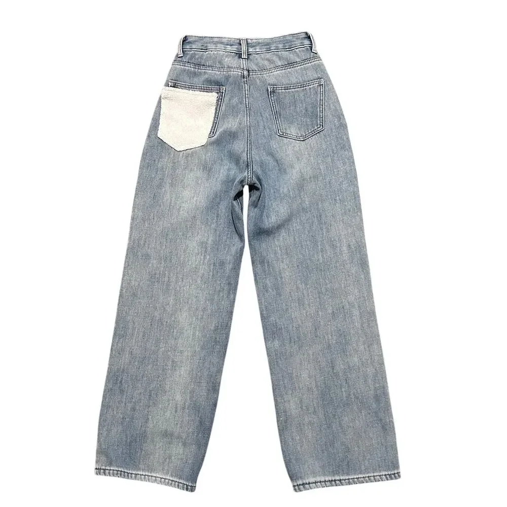 SG Studio Light Wash Wide Straight Leg Dad Jeans Size M - Picture 3 of 10